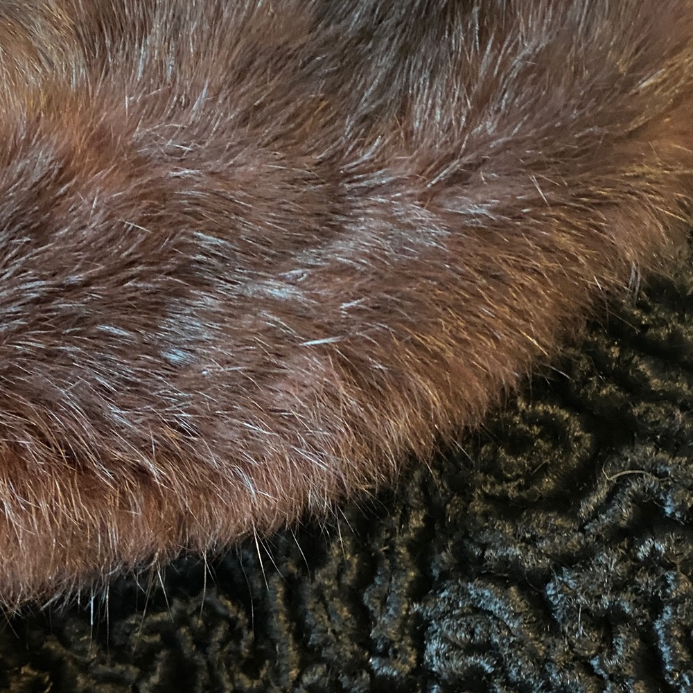 Vintage Black Curly Lamb Jacket w/Mink Collar - Picture 2 of 7